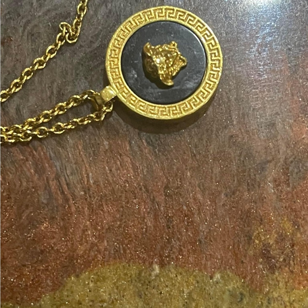 Versace gold tone and enamel round medallion “Medusa” necklace and earri… - Picture 10 of 16